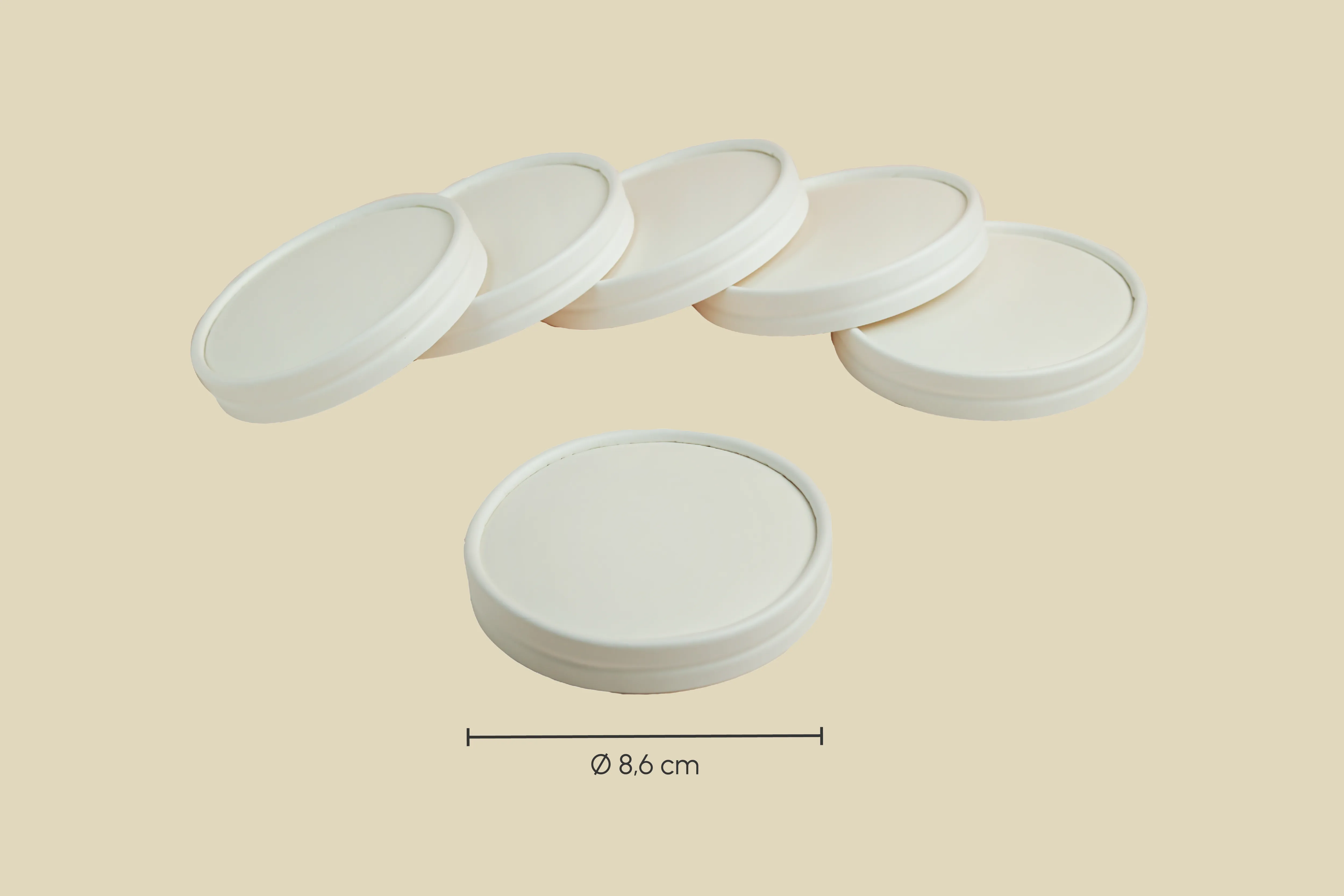 Papp-Deckel, weiß, Ø8,6cm, mit weißem Deckelrand, Beidseitig PE-Beschichtet, unbedruckt - passend für Genussbecher (1.000er Karton)